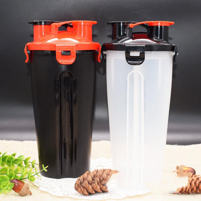 700ml Twin pack Protein Shaker bottle Dual Protein Shaker Cup with Dual Shaker