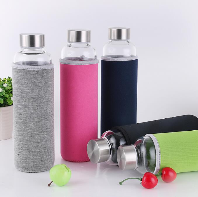 Borosilicate 20-oz Glass Water Bottle with Silicone Sleeve 