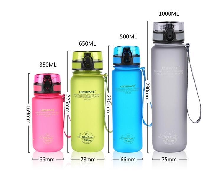 350ml 500ml 650ml 1000ml leakproof portable plastic water bottle