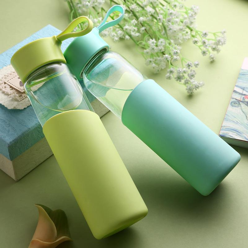 320ml Candy Color Glass Drinking Water Bottle