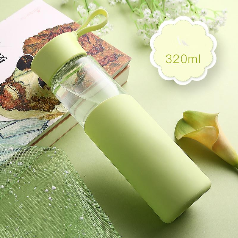 320ml Candy Color Glass Drinking Water Bottle