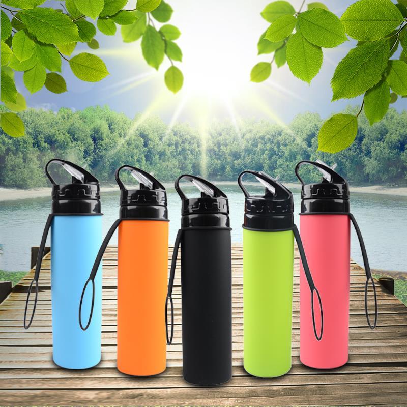600ML Silicone Foldable Water Bottle Collapsible sports Bottle