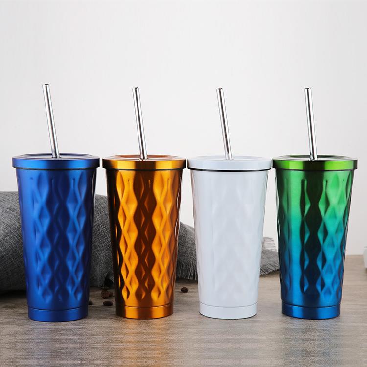 16oz stainless steel tumbler wholesale with straw cold cup coffee tumbler