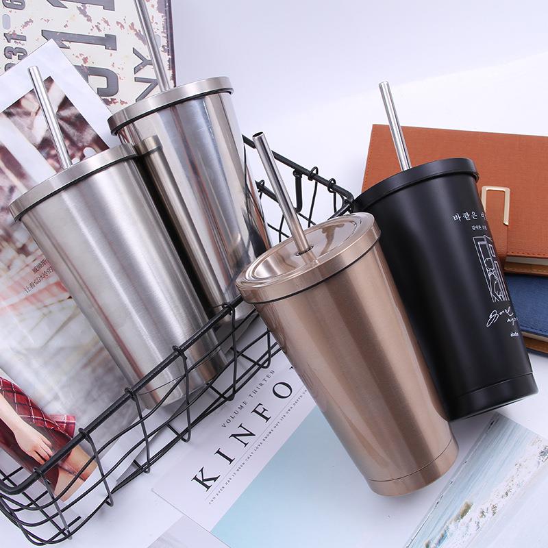  Custom Stainless Steel Straw Cup Coffee Cup With Cover