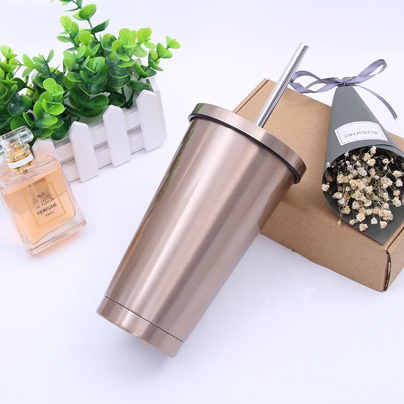 Custom Stainless Steel Straw Cup Coffee Cup With Cover