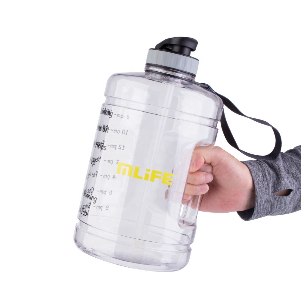1 gallon 128 OZ wide mouth with straw BPA free gallon water bottle with motivational time marker 