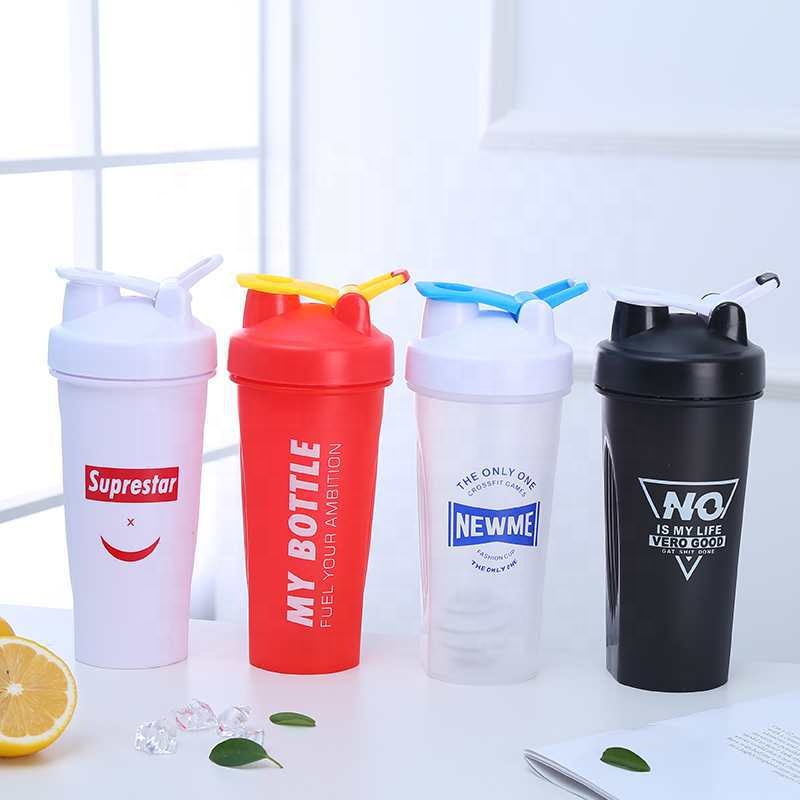 600ml Ready stock protein shaker sport water bottle milk shaker with handle and mixer ball
