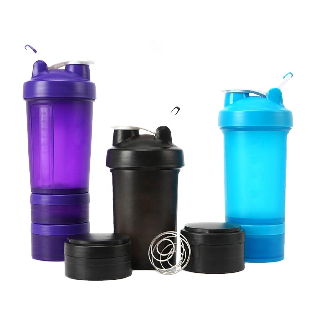 OLERD 3 Layer bpa free high quality 500ml custom logo plastic Workout Shaker Bottle Protein Shaker 