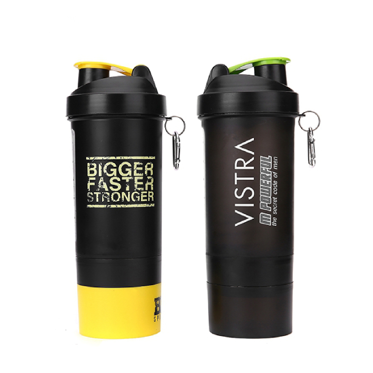 600ml BPA free custom logo plastic powder shaker bottle with mixing ball 
