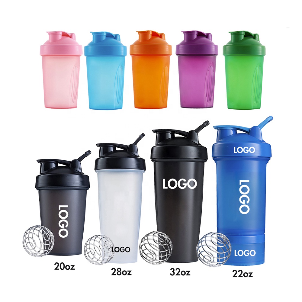 Wholesale Private Label Custom Logo Plastic Water Bottle Gym Blender Protein Shaker Water Bottle 