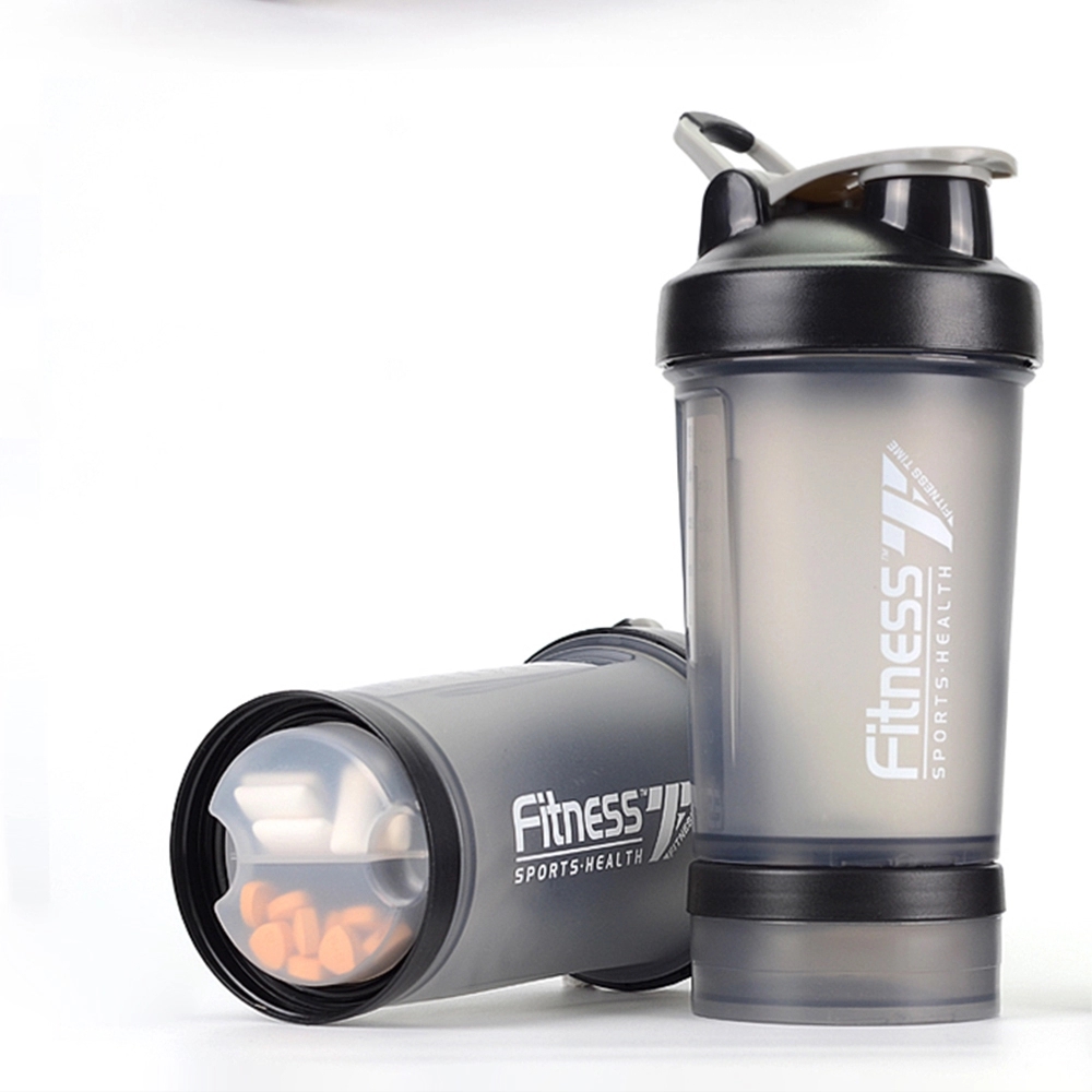 Customized 500ml BPA Free 3 Layer Gym Sport Plastic Protein Shaker Bottle