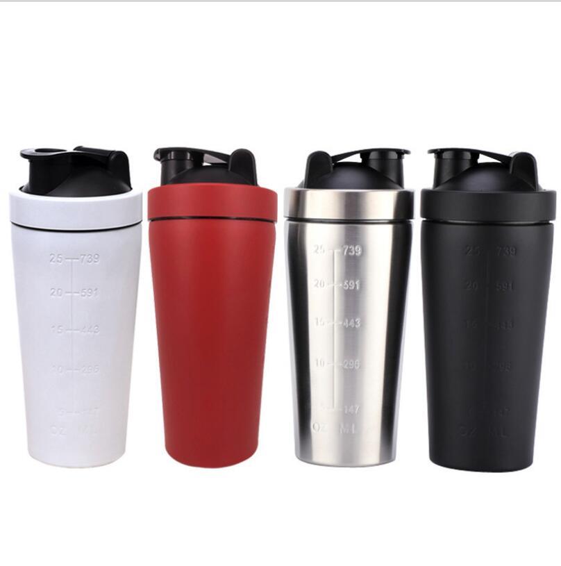 750ml stainless steel customized wholesale gym fitness sports protein metal shaker bottle with blender mixer ball