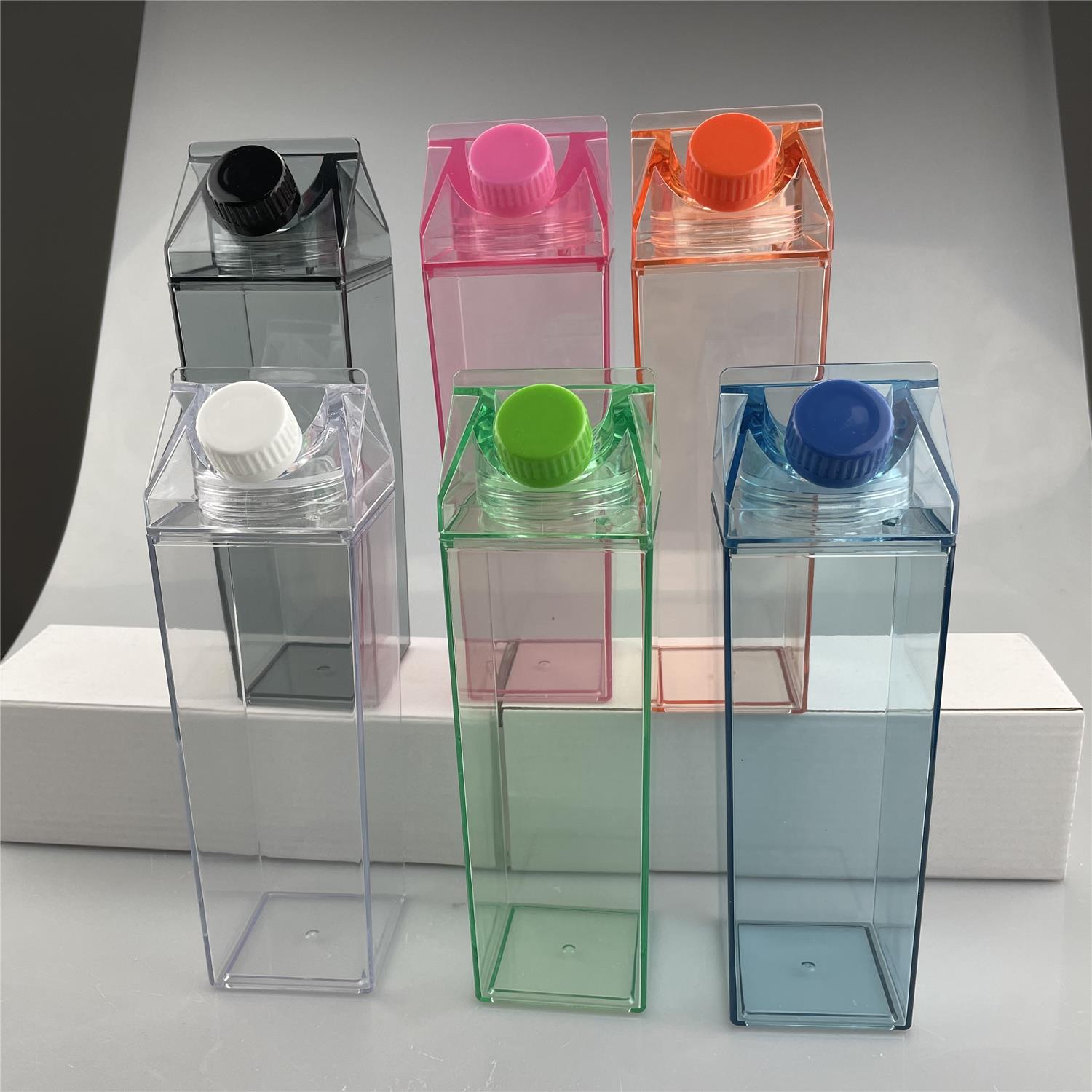 500ml BPA Free 1000ml Clear Milk Box Bottle Reusable Plastic Water Bottle Transparent Acrylic Milk Carton Water Bottle