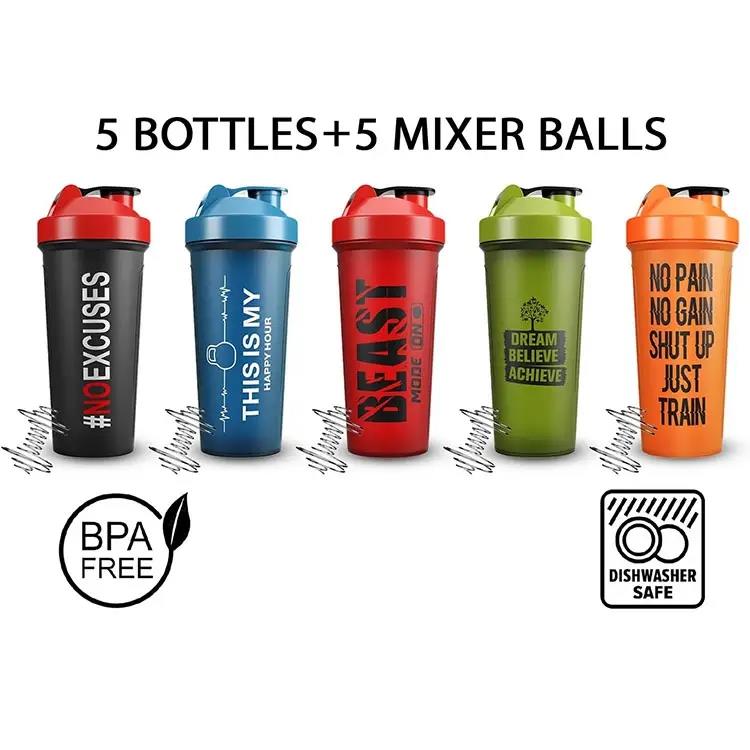  sports bpa free plastic spice custom logo gym empty glitter protein shaker bottle With Shake Ball